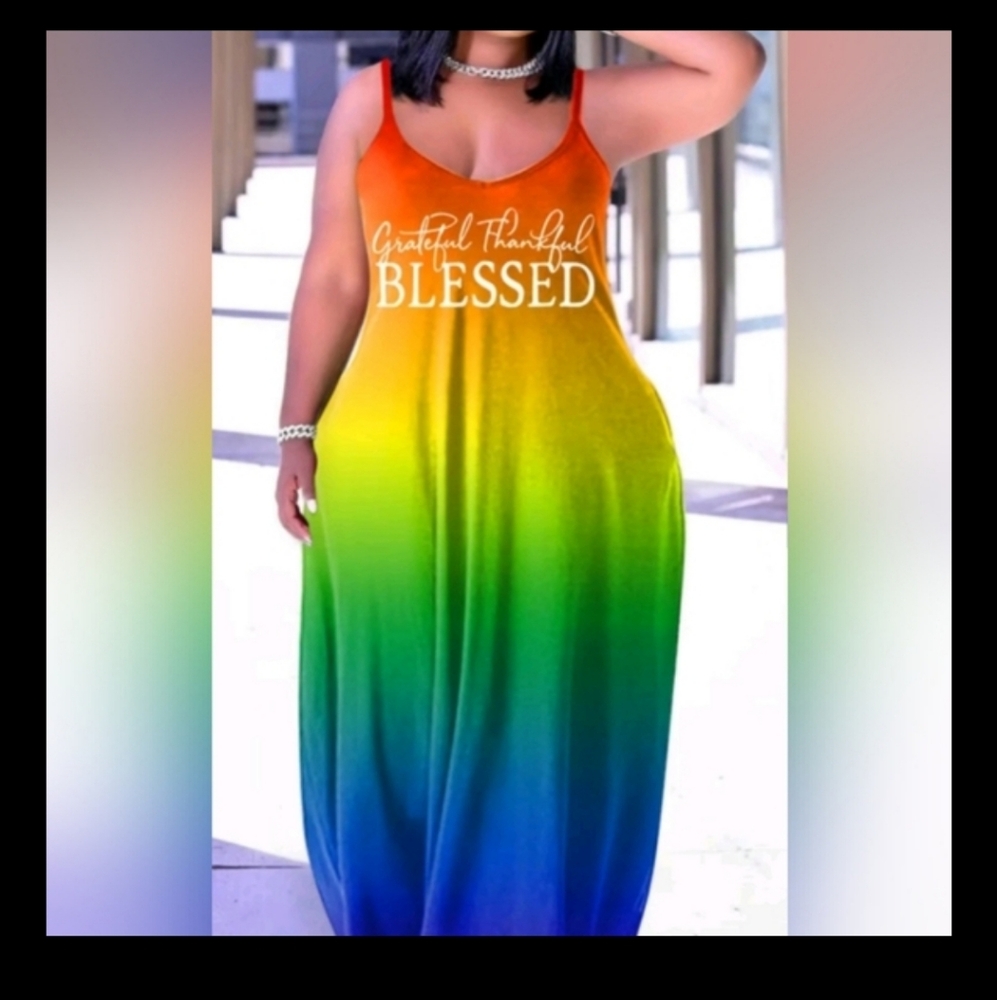 Ombre maxi dress in bright colors 20W